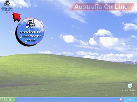 The 'australiaonline_turbocharger_setup' icon on the desktop. 