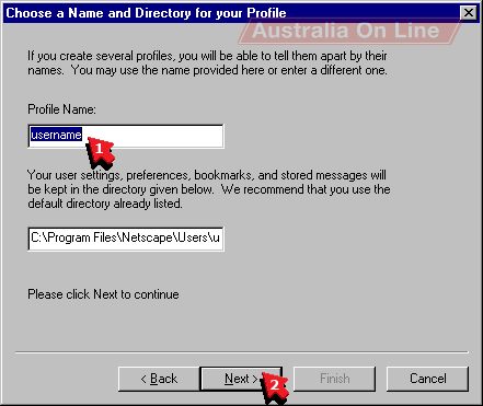 Choose a Name and Directory for your Profile dialog. 