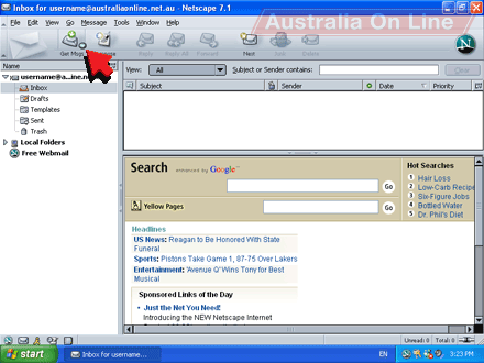 Netscape 7 Mail's Get Msgs toolbar button. 